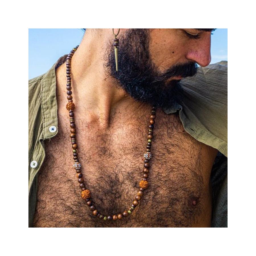 Colier Etnic Bohemian Bărbați cu Mărgele Lucrate Manual - Stil Lung European și American