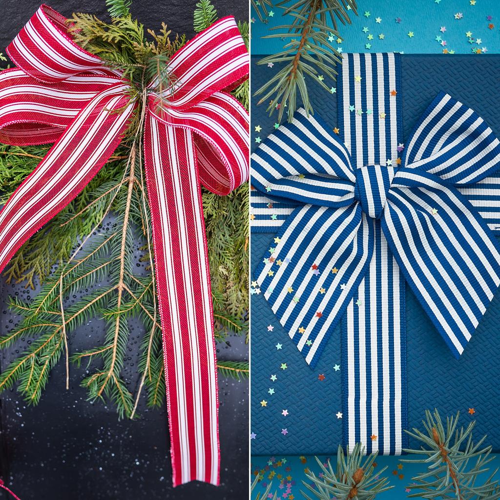 9.8 Yards Christmas Striped Ribbon Ribbon Candy Roll Garland Gift Wrapping Wreaths Bows Gift Box Packaging Holiday Decoration