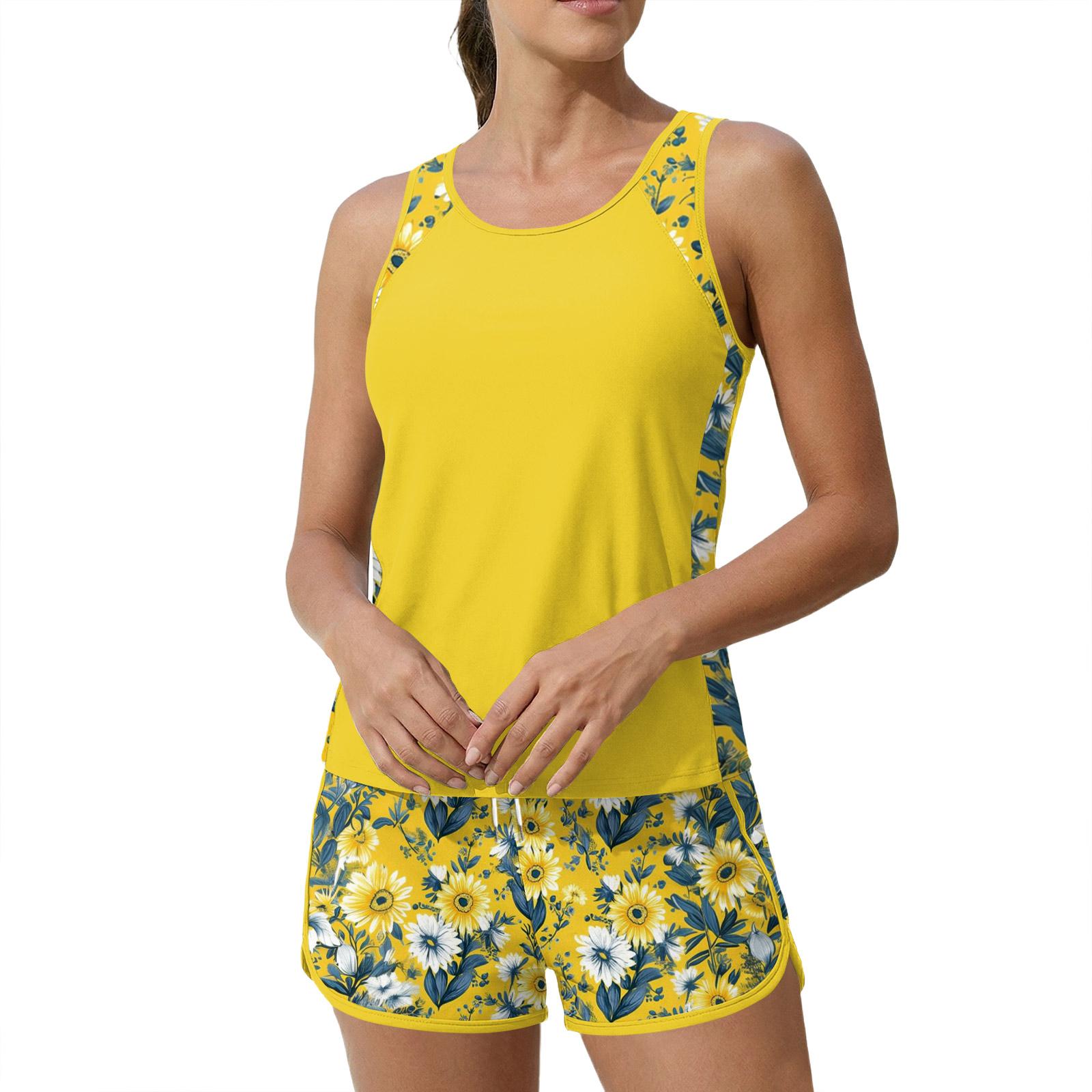 

Women s Sunflower Print Split Swimsuit Sport Swimsuit M