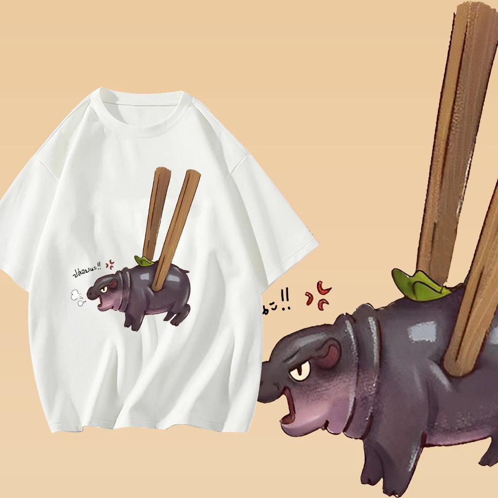 

Футболка Moo Deng Tiny Baby Hippo Star Thailand Cute Pygmy Hippo Unisex для мужчин и женщин с принтом и круглым вырезом 5XL