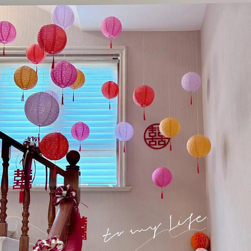 Luminous Honeycomb Ball & Paper Lantern Wedding Room Decor