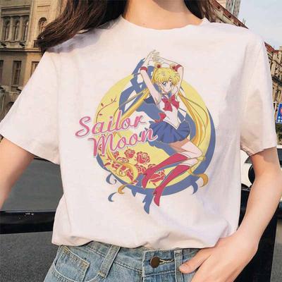 Sailor Moon 90s funny T-Shirt ubrania Harajuku Tshirt Estetyczny kot Anime Kobiety Cute Female T