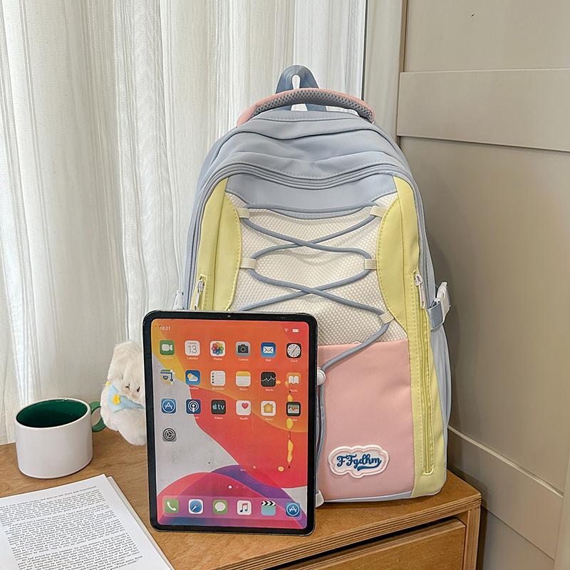 Kontrastfarbige Nähte Studenten-Schultasche Damen Leichter Reise-Rucksack