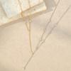925 Sterling Silver Marquise Zircon Four Leaf Clover Lariat Y Long Tassel Chain Necklace