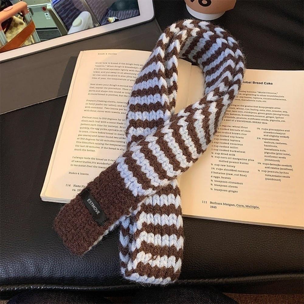 Harajuku Long Narrow Scarves Korean Style Knitted Neck Guard Cute Striped Scarf Streetwear