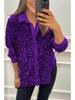 2026 Autumn/Winter Women's Loose Fit Sequin Long Sleeve Shirt