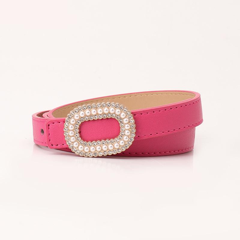 Pu Pearl Rhinestone Snap Closure Belt For Women Elegant Dress And Jeans Accessory