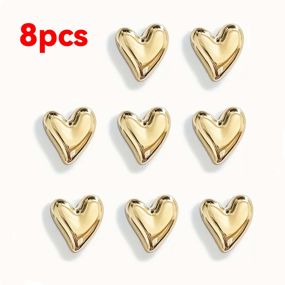 

8Pcs Golden & Silvery Heart Fridge Magnets, Cute Decorative Magnets for Kitchen Cabinet Whiteboard, Home Decor Mother s Day Gift