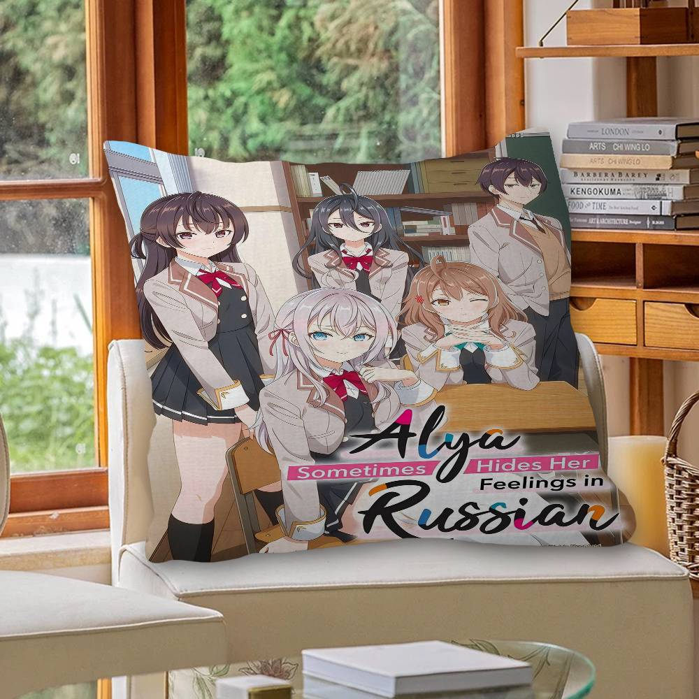 Anime Alya Sometimes Hides Pillow Anime Pillow Sofa Bed Head Pillow Cover Cushion Cover 45X45 Cm Fashion