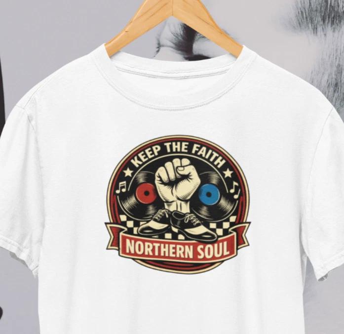 Northern Soul Keep The Faith T-Shirt / Wigan Casino Retro 3B48 Vinyl Records Tee L