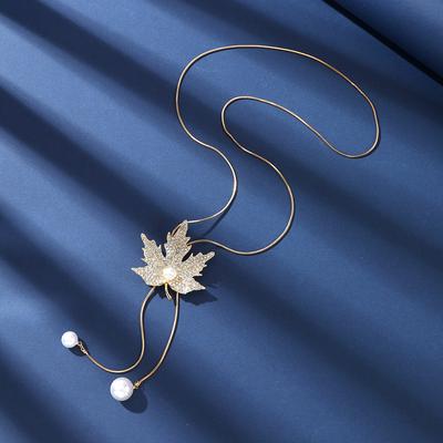 Winter Hot-selling Maple Leaf Sweater Chain Women's Simple Long Necklace Pendant Jewelry Clothes Accessories