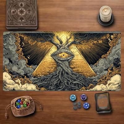 Alter Baum Allsehendes Auge Design Magisches Party-Spielmatte Haltbarer Gummi für MTG&TCG Spiele 35X60cm Mauspads Büros Schreibtischmatten
