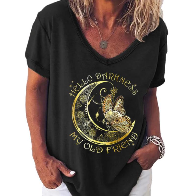 

Модные весенние блузки с принтом бабочек, футболки с коротким рукавом и V-образным вырезом, повседневные 8XL чёрный