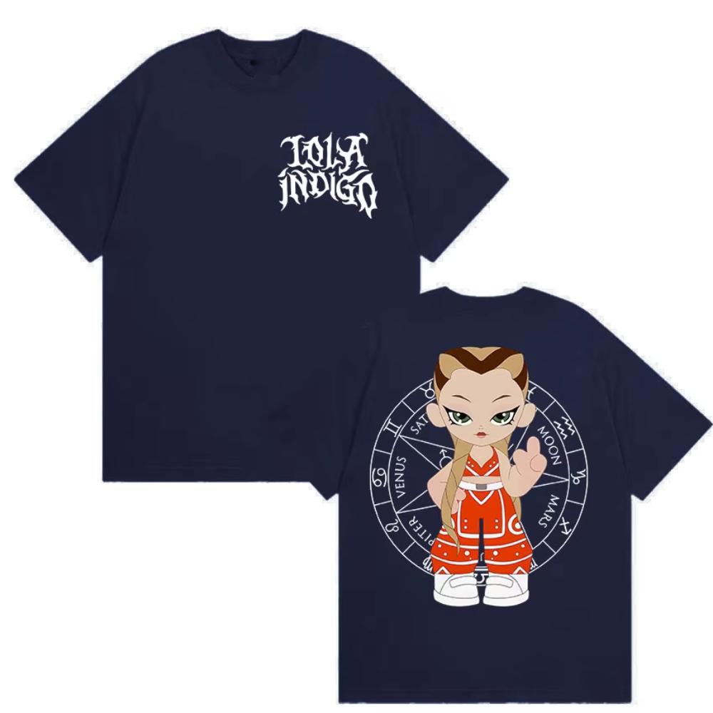 Singer Lola Indigo Tour 2025 Merch T-Shirt Men Women Harajuku High Quality Vintage T-shirts Casual Oversized Cotton Tops T Shirt