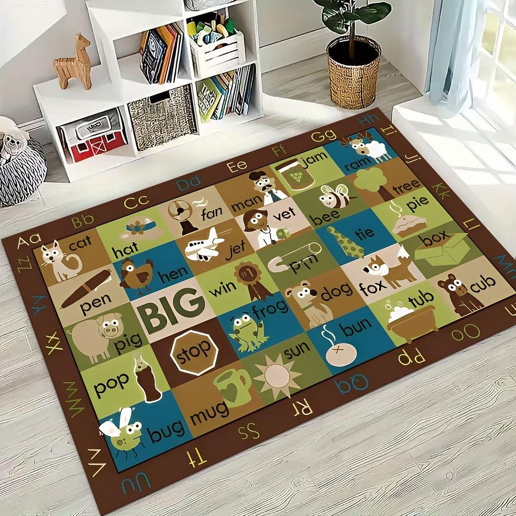 ABC Animal Alphabet Cartoon Early Educatio Children Crawling Playroom Rug for Bedroom Living Room Sofa Doormat Decor,Non-slip