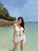 TAKU Korean Style Girlish Slim-Fit Swimsuit Set: Three-Piece Cover-Up with Split Design for Small Busts, Perfect for Vacations and Hot Springs.
