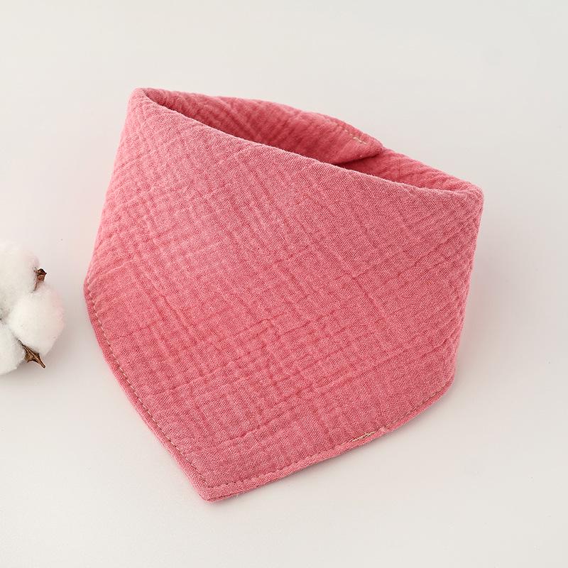 Solid Color Four-Layer Gauze Baby Bib Triangle Scarf with Snap Closure