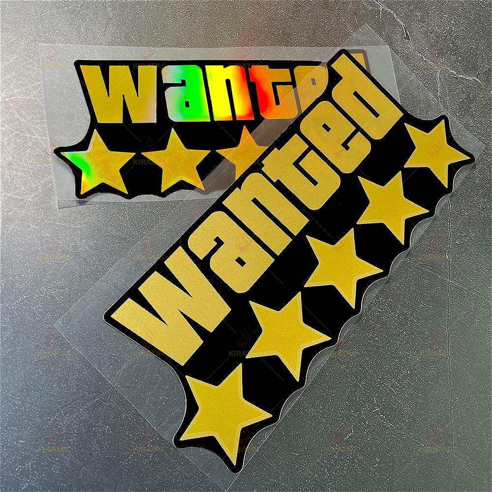Gold WANTED Motorcycle Sticker for Motorcycle Fuel Tank Tailbox Fairing Car Trunk Scooters Waterproof Universal Vinyl Decals