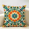Vintage Mediterranean Floral Tile Cushion Cover Natural Linen Organic Fabric DoubleSided Printing Room Sofa Decor Pillow Case