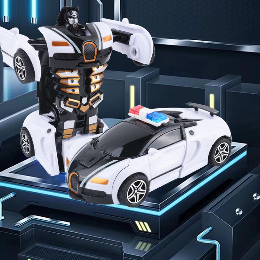 Transformerende billeketøy Slagfast dobbel treghet Robust slitesterk robotbilleketøy for barn Gutter Hvit