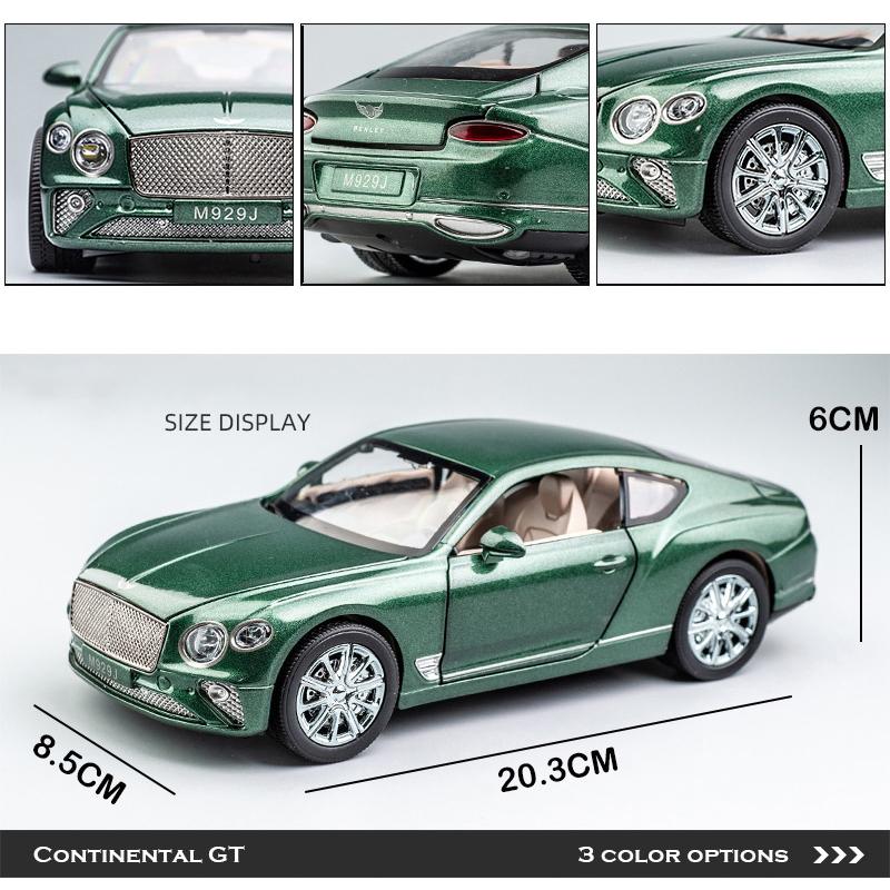1/24 Scale Bentley Continental GT Diecast Car Model Toy, Pull Back Toy Vehicle with Sound and Light for Kids Toddler Boys Girls Gift Collection