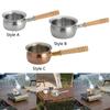 Saucepan with Wood Handle Milk Noodles Pot Portable Saucepan with Long Wood Handle for Kitchen Hotel Teahouse Home Restaurant