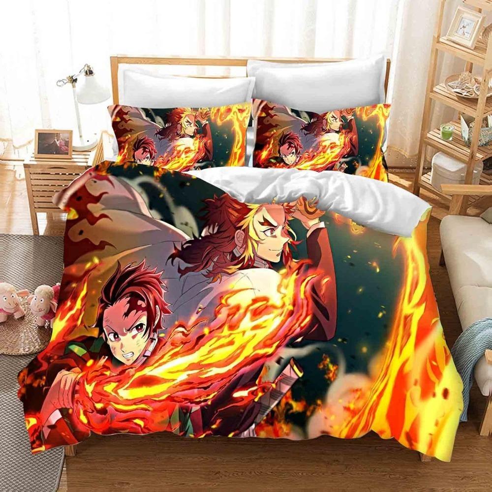 Cartoon Anime Bed Linen,Microfibre Bedding Sets, Children's Bed Linen with Zip Room Decor  Duvet Cover  for Teenagers  Adult