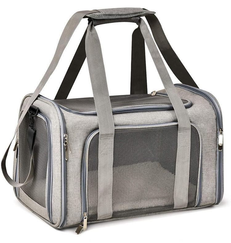 Pvc Pet Carrier Bag With Breathable Mesh Expandable Foldable For Cats And Dogs