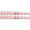 24x Leopard Print False Nail Fruit Artificial Nail French Tip Full Cover Stick On Nail Glossy Press On Nail for Woman