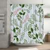 Green Plant Leaf Shower Curtain, Watercolor Floral Bath Mat Decor, Pink White Green Waterproof Fabric curtain for bathroom 60x72