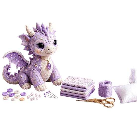Yousheng DIY Patchwork Meeresbewohner Puppen-Set, Handgemachtes Patchwork-Zwerg Nähset für Heimdekoration, Stoff Cartoon Drachen Patchwork Bastelsets für
