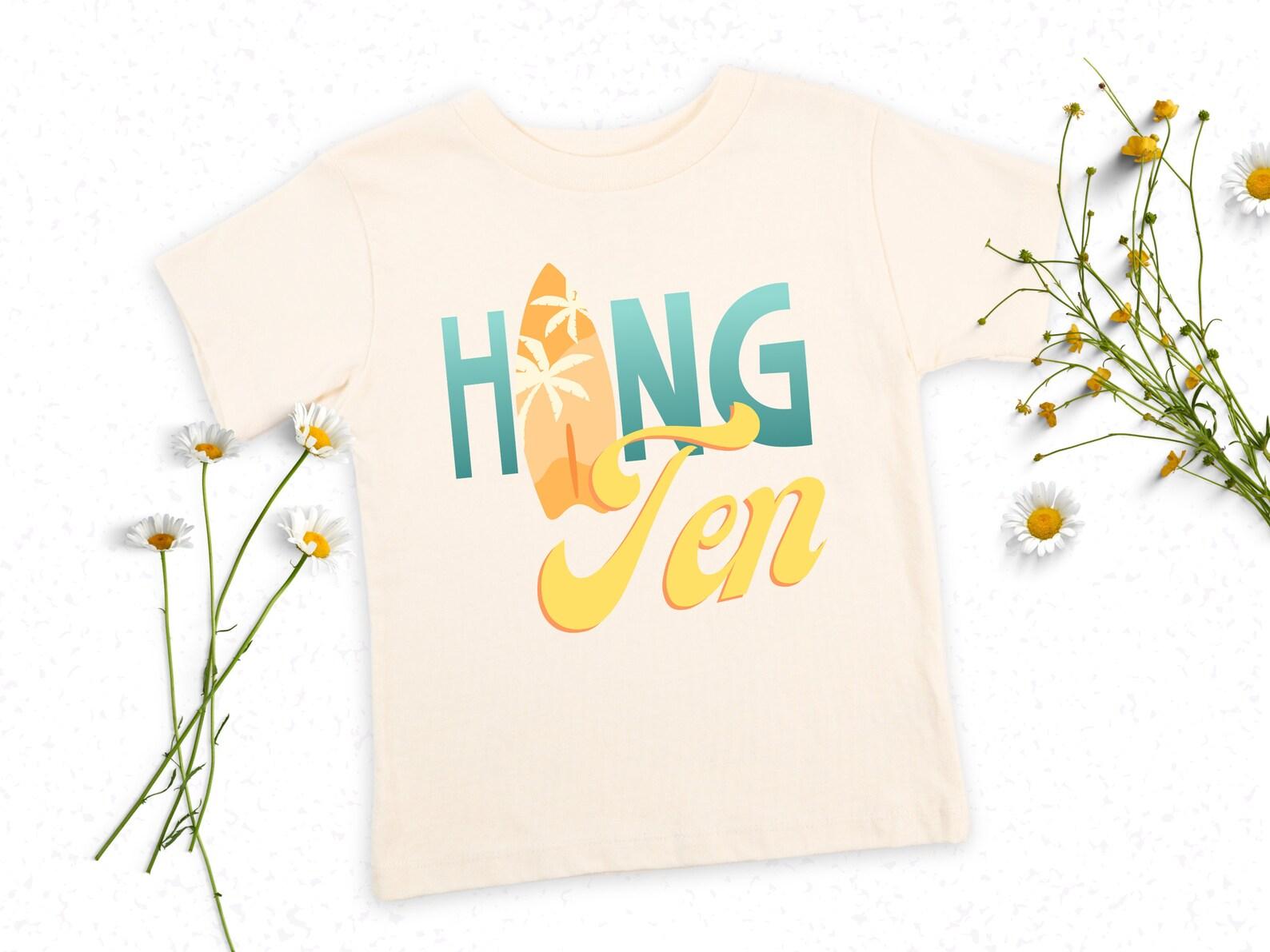 10th Birthday Shirt for Kids, Girls Tenth Birthday Party Beach Theme Tshirt, Cute Surfing Pool Party for Boys, Ocean Lover Turning 10 Tee 160
