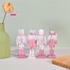 S-1/4Pcs Soldier Home Desktop Ornament Nutcracker Puppet Christmas Tree Pendant Pink Wooden Handicraft Xmas New Year Decoration