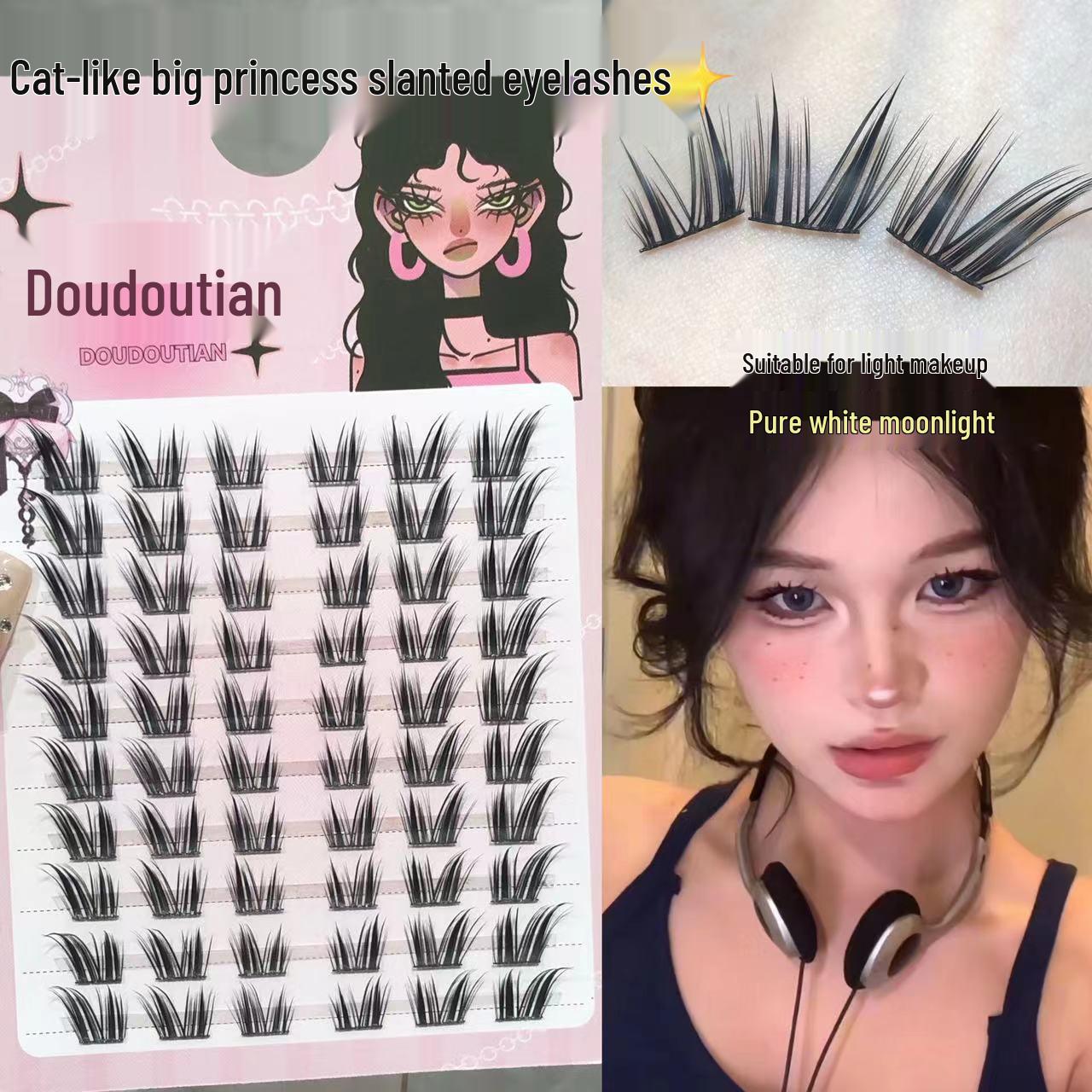 

Sweet Cat Big Princess Eyelashes: Natural, Segmented for Light Makeup.
