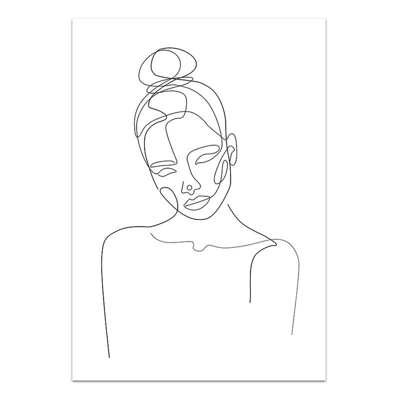 Home Decor Prints Painting Nordic Black And White Line Woman Pictures Wall Art Modular Canvas Poster Modern Bedside Background