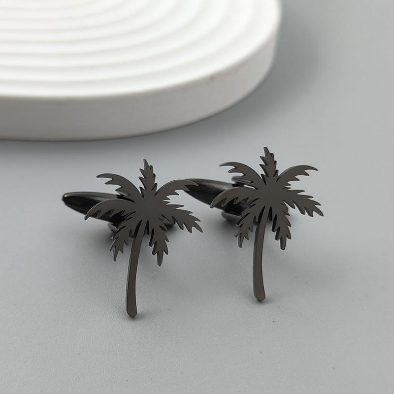 Three Dimensional Coconut Tree Brooch Cufflinks Creative Personality Simple Versatile Cutting Accessories Jewelry