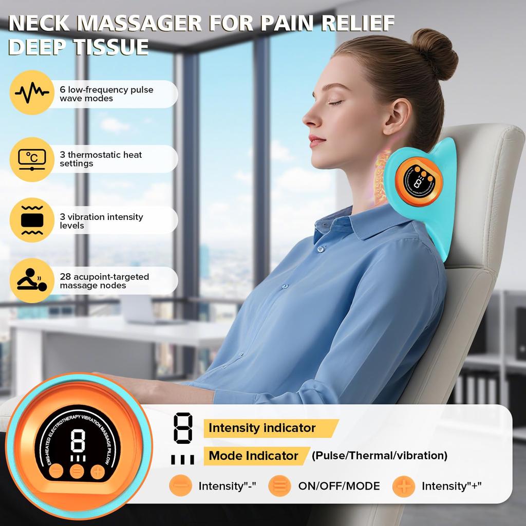 Multi Functional Shoulder and Neck Massager Massage Pillow Portable Household Electric Kneading Neck
