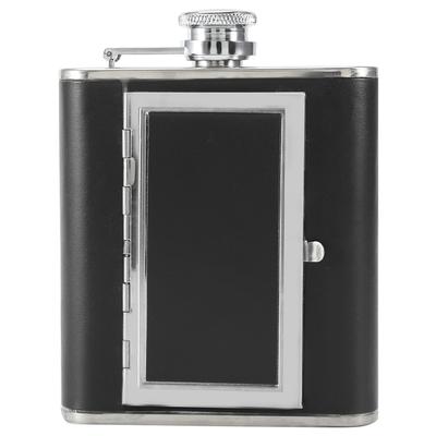 Tragbare Edelstahl Spirituosen Wein Alkohol Flachmann Flasche Kreatives Zigarettenetui Neu Schwarz