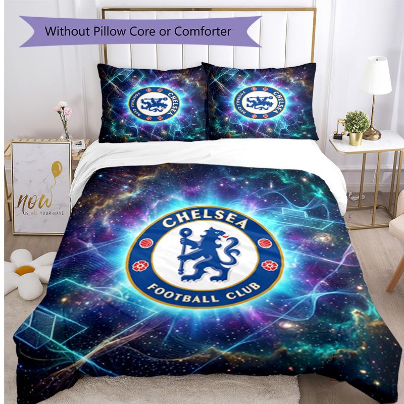 Set Lenzuola 3 Pezzi Stampato Chelsea FC Morbido Delicato sulla Pelle Lavabile Copripiumino e Federe Set Tutte le Stagioni Camera da Letto