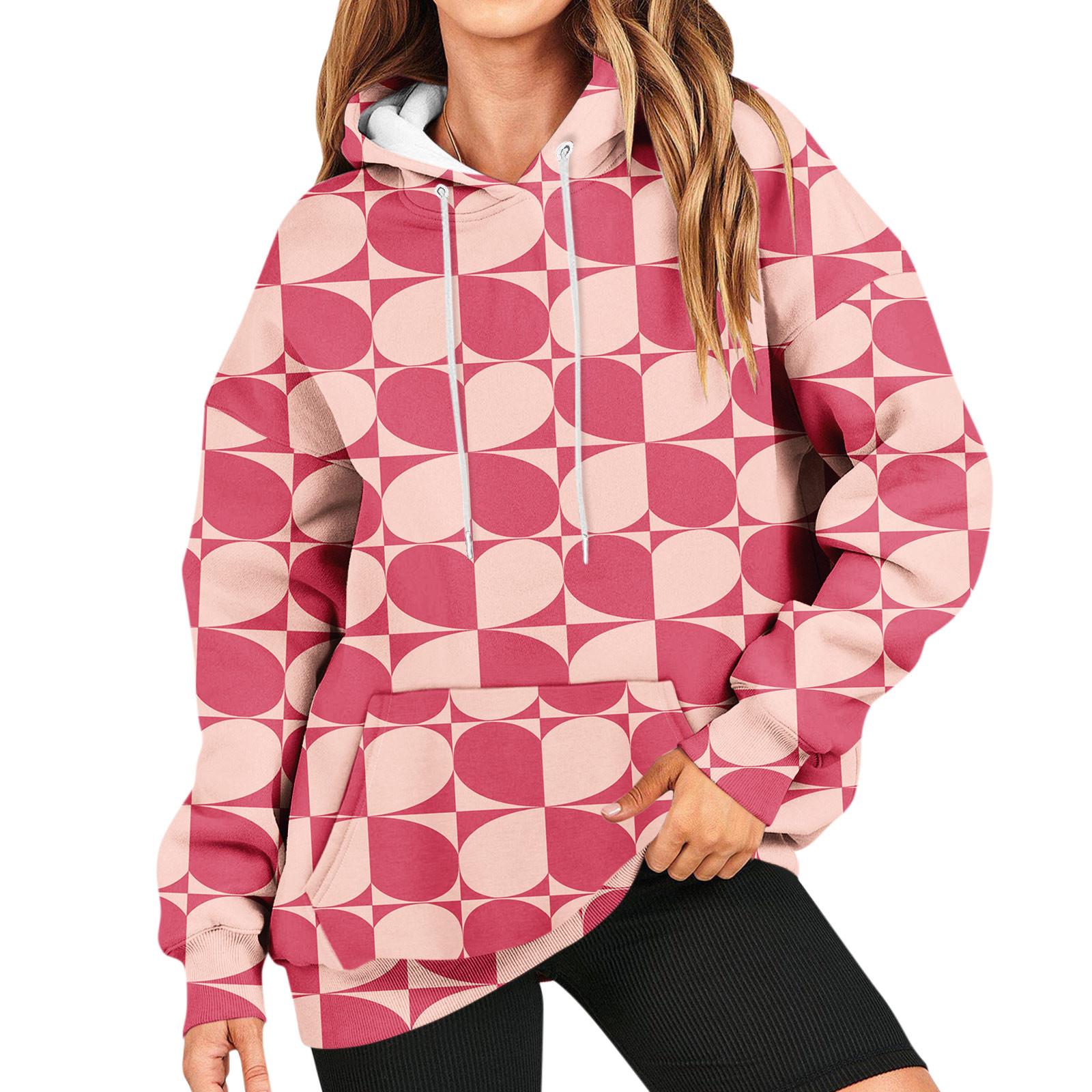 

Женская мода, повседневный универсальный повседневный топ с v-образным вырезом и длинными рукавами с принтом XL арбуз красный