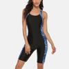 CHARMLEAKS Maiô esportivo feminino de uma peça, roupa de banho esportiva profissional, Boyleg, roupa de praia, colorblock