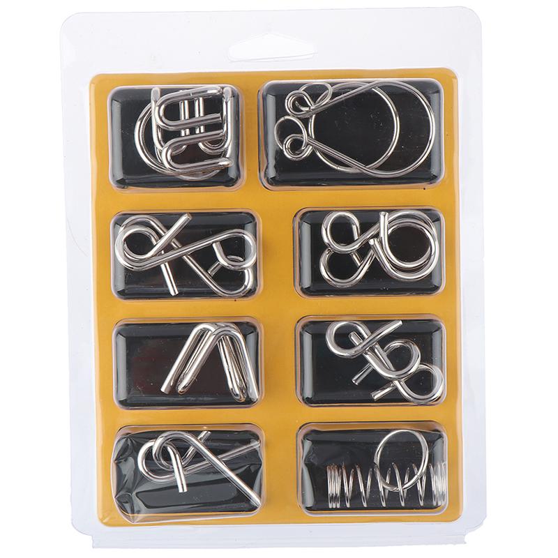 8Pcs/Set Materials Metal Puzzle Wire Iq Mind Brain Teaser Puzzles Reliever Toys