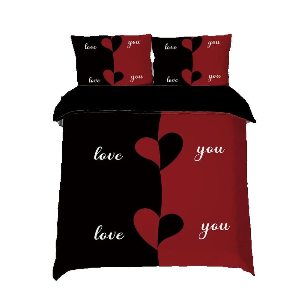 Mr Mrs Bettwäscheset Paar Liebende Geschenk Bettbezug Set Romantischer Valentinstag Bettbezug Kissenbezüge Queen King Größe 2/3 Teile