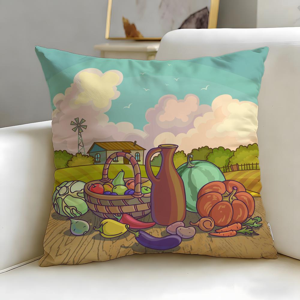 Classic Art Theme Farm Painting Cushion Cover Soft EasyWash Pillow Case Versatile for Couch Bed Travel and Office