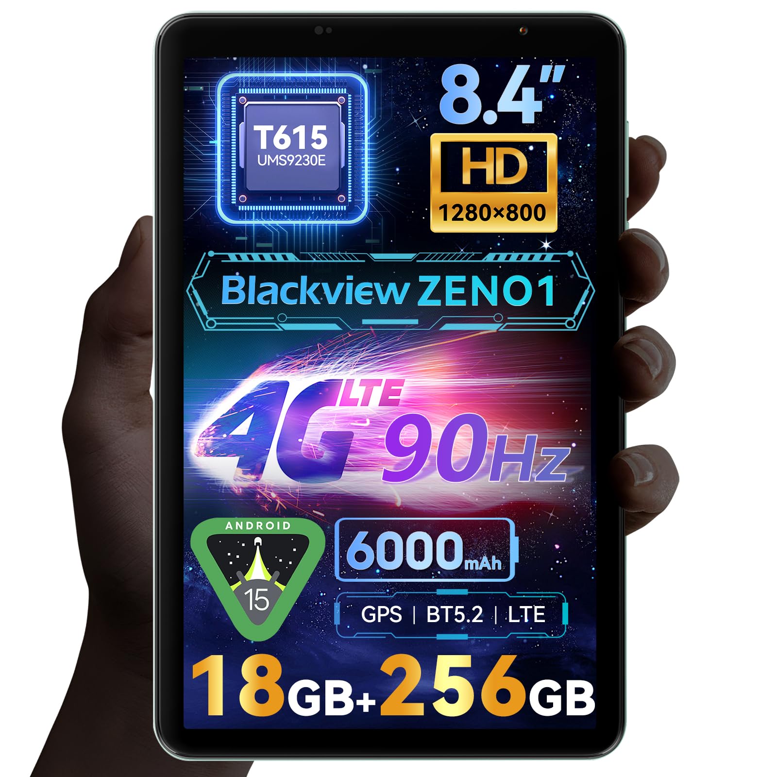 

Blackview ZENO1 Android 15 LTE TF Card 6000mAh Швидкий T615 4G LTE Бездротовий 5G Widevine Netflix Підтримка Планшет, 8-дюймовий, 90 Гц, Сумісний з SIM-карткою, Модель, зелений