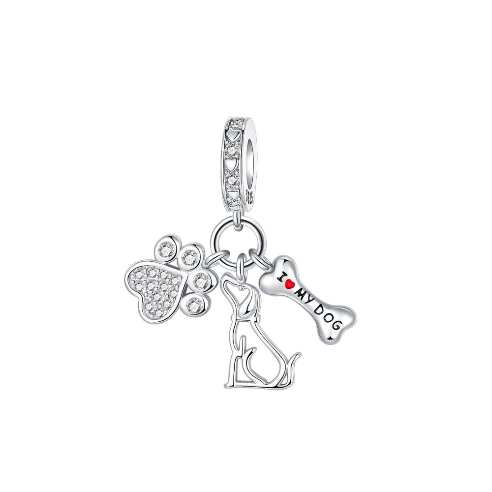 Copper Girl Holding Dog Charm Golden Retriever Beads Fit Original Bracelet Making Gift For Woman Jewelry Diy Fashion Pendant