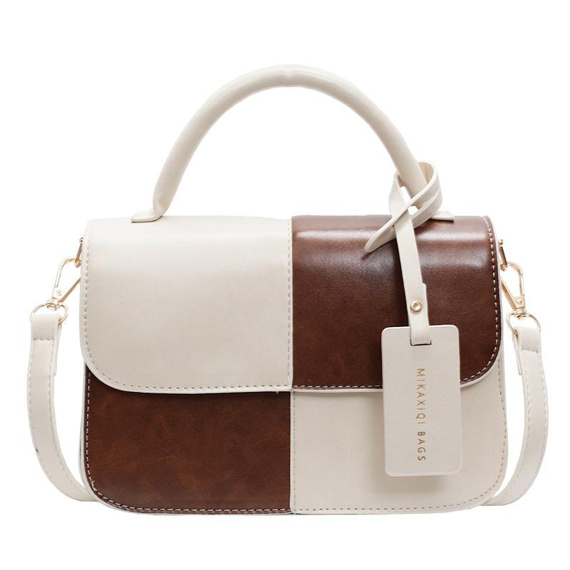 Niche Design Contrasting Color Splicing Portable Small Square Bag 2025 Winter New Texture Messenger Bag Fashionable Shoulder Bag Bag