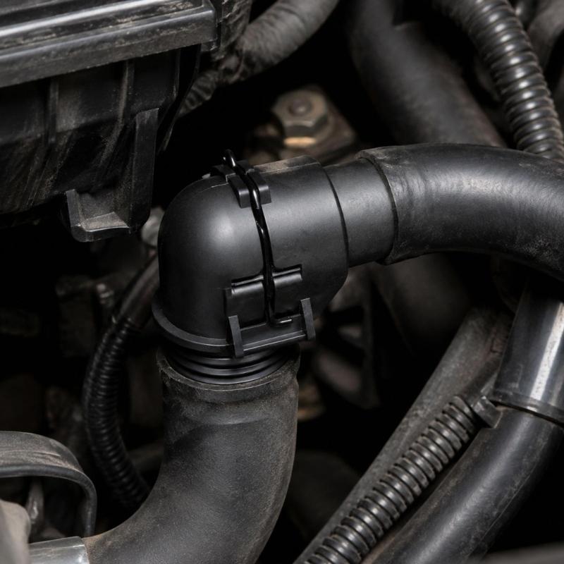 ABS Heater Hose Fitting with Clip-Side Connection and Ribbed Hose End 95089363 95089364 for Automotive Heater-Hose Replacement Work