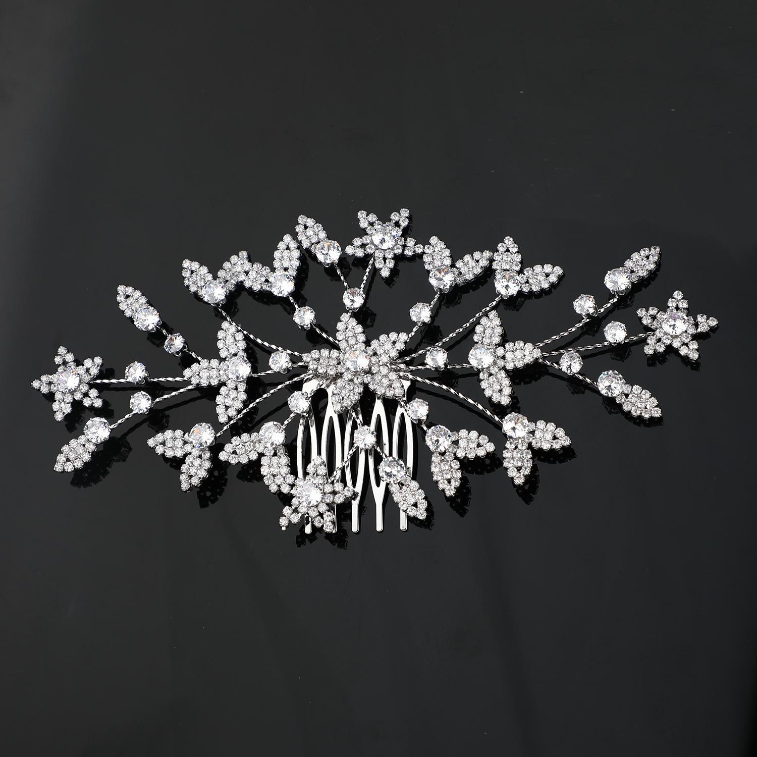 Elegant Luxury Zircon Bridal Hair Accessories Glistening Hair Decorations Women Wedding Prom Fancy Headpieces серебряный