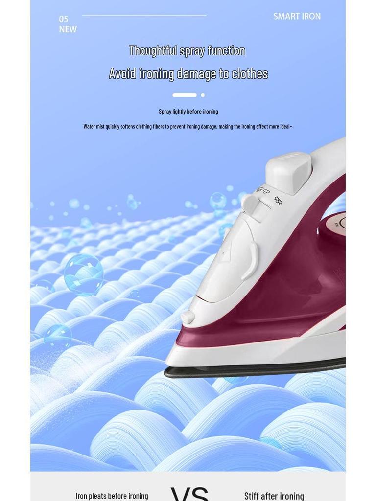 Compact Handheld Steam Iron with Ceramic Soleplate and Large Water Tank